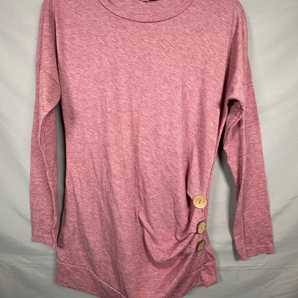 Pink/Red Long Sleeve Women’s Long Sleeve Top with Button Detail Size M